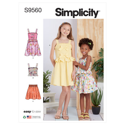 Simplicity Children's and Girls' Dress, Top and Skirt S9560 - Sewing Pattern