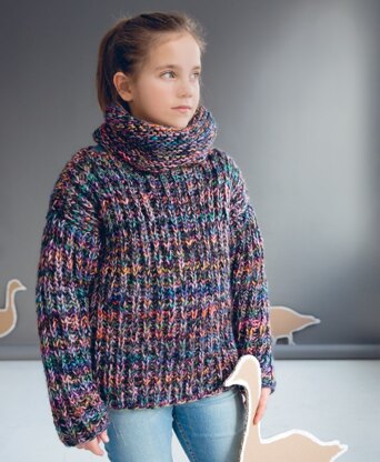 Brioche Jumper and Garter Stitch Snood in Rico Fashion Elements - 336 - Downloadable PDF