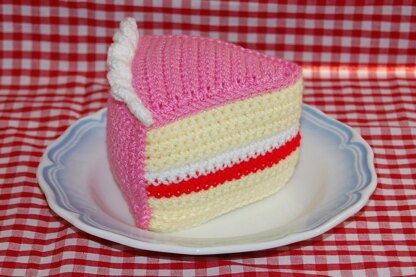Crochet Pattern for A Slice of Birthday Cake / Iced Victoria Sponge Cake - Tea Party Food