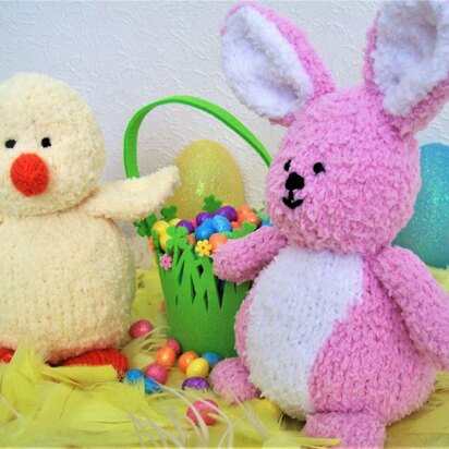 Easter Chick & Bunny Rabbit Soft Toys BB004 - knitting pattern