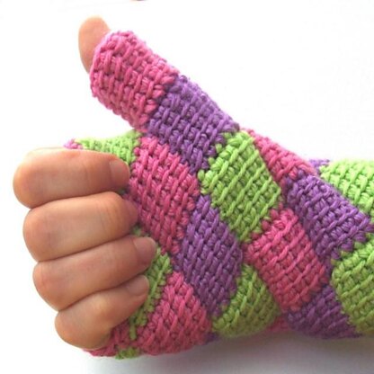 Entrelac Crochet Fingerless Gloves