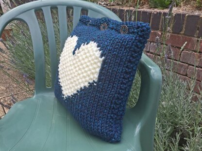 Moss Stitch Heart Cushion Cover