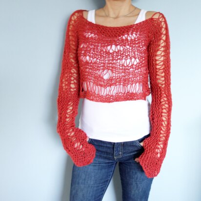 Shredded Crop Sweater