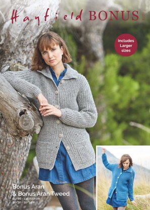 Cardigans in Hayfield Bonus Aran Tweed with Wool - 8229 - Downloadable PDF