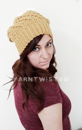 Sunny Spiral cabled slouchy hat