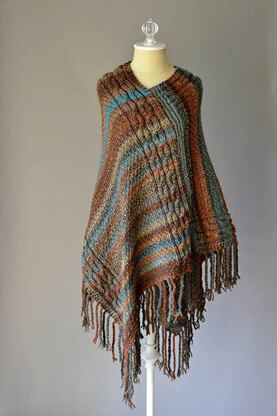 Double Cable Poncho in Universal Yarn Major - Downloadable PDF