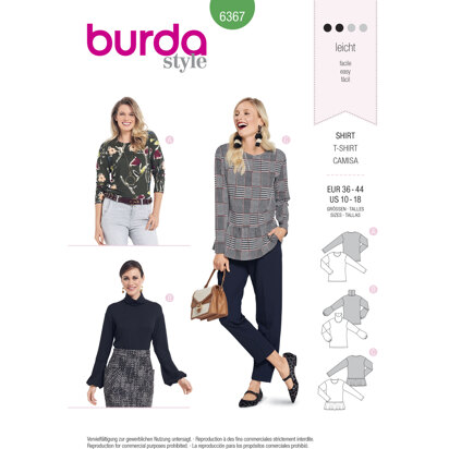 Burda Style Women's Tops B6367 - Paper Pattern, Size 10-18