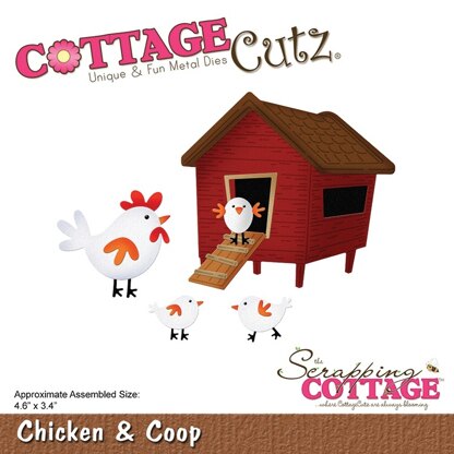 CottageCutz Dies - Chickens & Coop 4.6"X3.4"