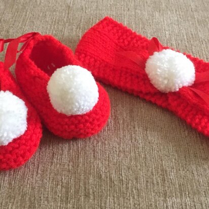 Ballerina Shoes with Hairband Prem to 12mths - knitting pattern