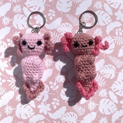 Crochet Axolotl Pattern NO SEW Mini Axolotl Keychain PDF Download