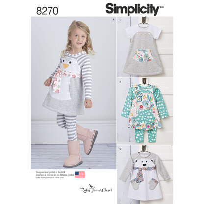 Simplicity Toddlers' Knit Sportswear from Ruby Jean's Closet 8270 - Paper Pattern, Size A (1/2-1-2-3-4)