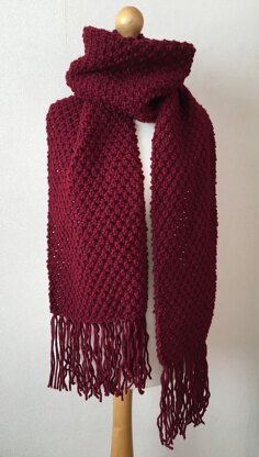 Moss Stitch Scarf with Fringe