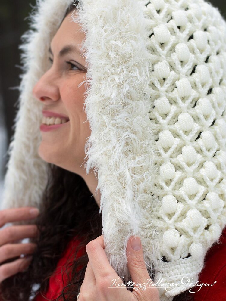 Snowberries Oversized Winter Hood Crochet pattern by Kirsten