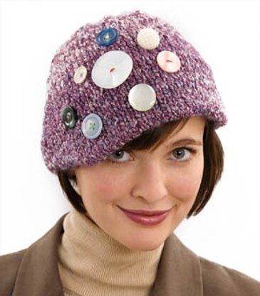 All Buttoned Up Decorated Cap in Lion Brand Homespun - 50183-3