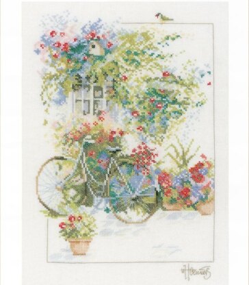 Lanarte Flowers and Bicycles Cross Stitch Kit