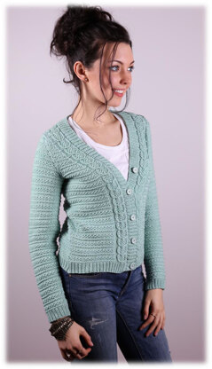 Womens Cardigan in Plymouth Yarn Cashmere De Cotone - 3011