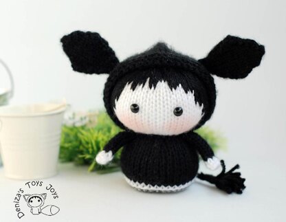 Black Angus Cow Doll named Lexi. Toy from the Tanoshi series.