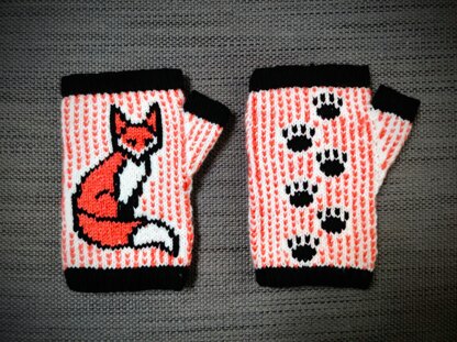 Fairisle Fox Mitts