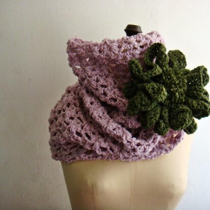 Lace cowl with huge flower
