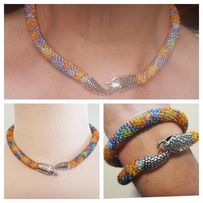 Bead Crochet Snake Necklace or Bracelet