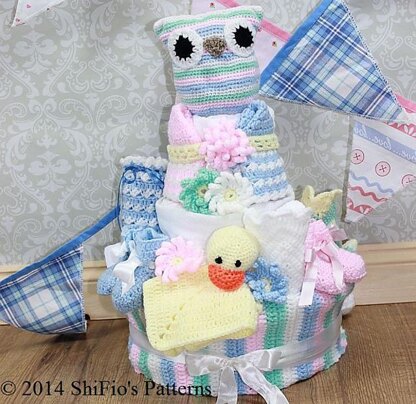 Crochet Pattern nappy cake UK & USA Terms #222