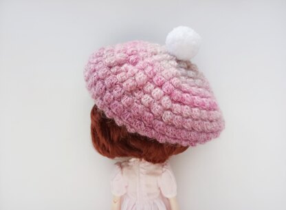 Popcorn beret for doll