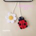 Ladybug and Daisy car mirror hanger crochet pattern, Crochet ladybug and flower charm, car decoration