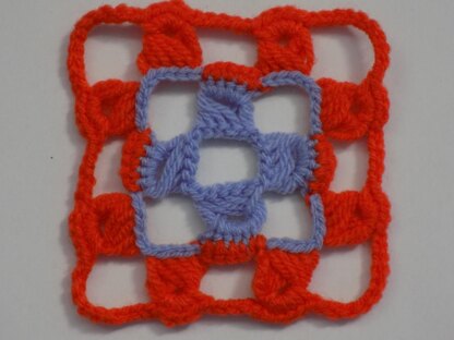 Broomstick Crochet Granny Square, blanket block