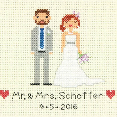 Dimensions Wedding Record Bride and Groom Cross Stitch Kit - 18cm x 12.5cm