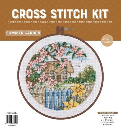 Creative World of Crafts Summer Garden Cross Stitch Kit with Hoop