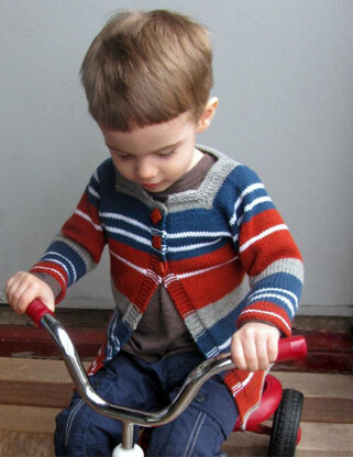 Plymouth Yarn F488 DK Merino Superwash Baby and Toddler Striped Cardigan (Free)