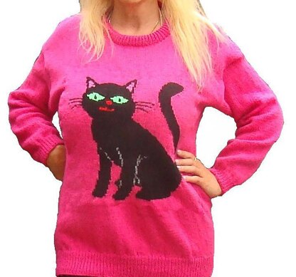 Childrens & Adults Black Cat Jumper