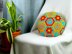 Multicolor round pillow with African Flowers