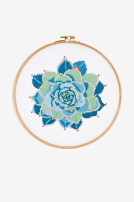 Turquoise Echeveria Succulent in DMC - PAT0563 - Downloadable PDF