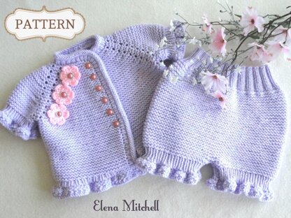 Knitting PATTERN Baby Girl Jacket Baby Bloomers