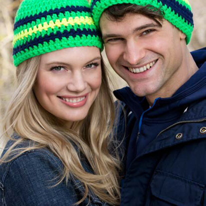 Cool Stripes Beanie in Red Heart Heads Up - LW3917 - Downloadable PDF