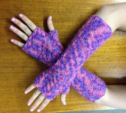 Fairy Ladders Long DK Fingerless Gloves