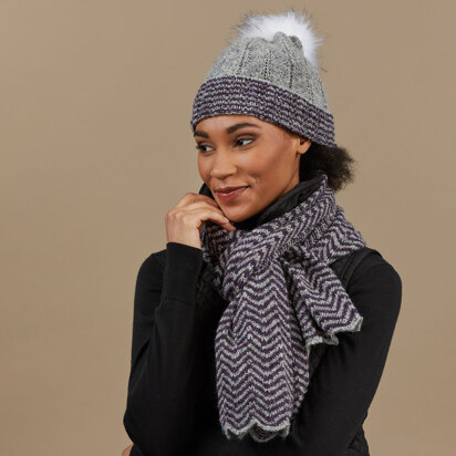 Fernley Hat and Scarf - Knitting Pattern for Women in Tahki Yarns Donegal Tweed Fine