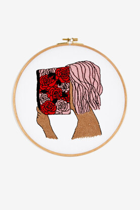 DMC X Hoops&Expectations - Blooming Bookworm Embroidery Pattern - PAT1663 - Downloadable PDF