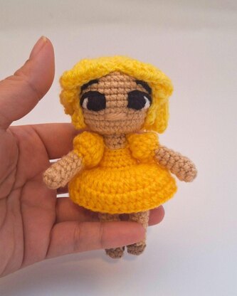 Yellow Rainbow Crochet Doll 3 Levels in 1