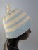 Simple Stripe Topknot Beanie Hat