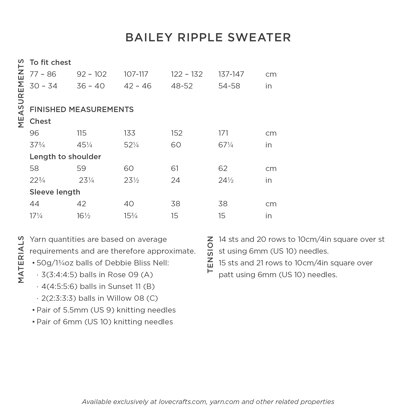 Bailey Ripple Sweater - Jumper Knitting Pattern for Women in Debbie Bliss Nell