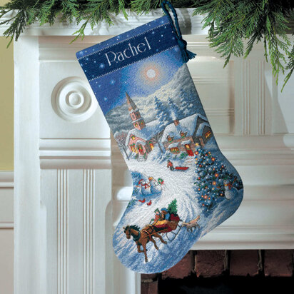 Dimensions Counted Cross Stitch Kit: Stocking: Dusk Sleigh Ride - 41cm (16in)
