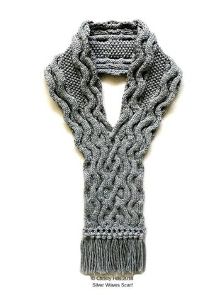 Silver Waves Scarf ( Cowl / Stay On / Cable Scarf Knitting Pattern )