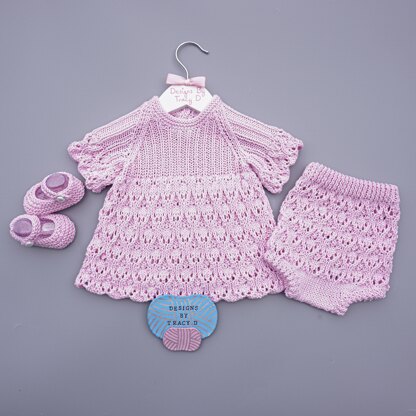 Raven Baby Dress and Pants knitting pattern !8 inch chest size