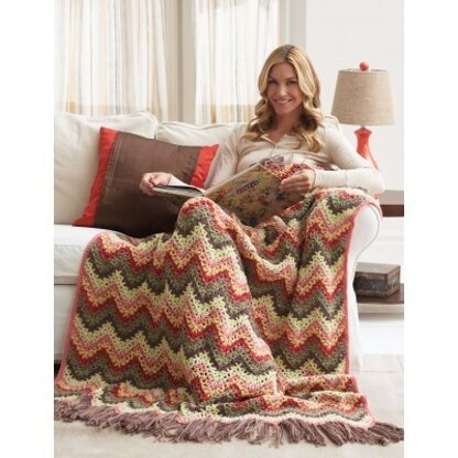 Eight Shades Ripple Blanket in Bernat Super Value - Downloadable PDF