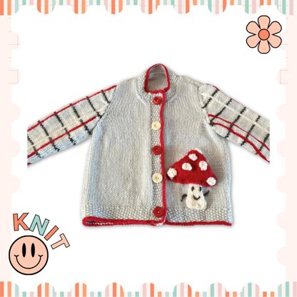Fun Guy Mushroom Plaid Cardigan