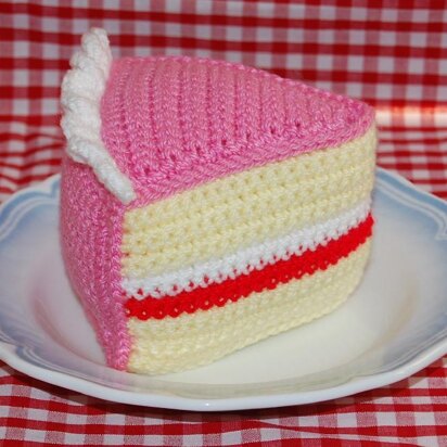 Crochet Pattern for A Slice of Birthday Cake / Iced Victoria Sponge Cake - Tea Party Food