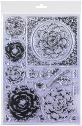 Angela Poole Designs Angela Poole A4 Photopolymer Stamp Set - Buds To Blooms - Perfect Peonies