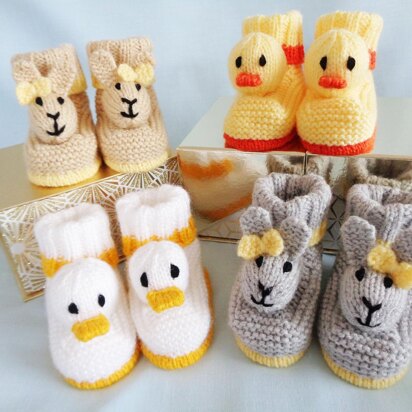 Duck and Bunny Baby Booties